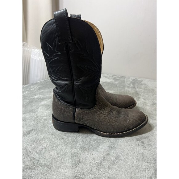 Vtg Alberta Boot Company Gray Black Leather Cowboy Boots 8.5 EE Mens Western - Picture 14 of 16